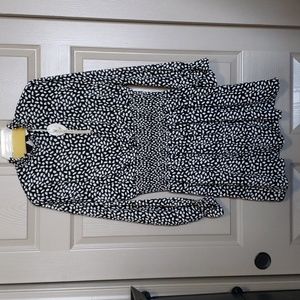 NWT She + sky Black print chiffon long sleeve dress size large